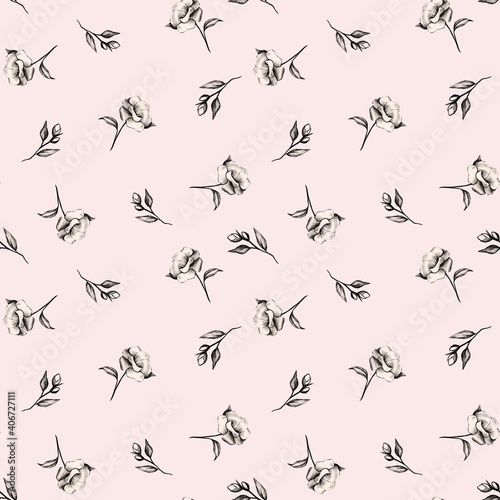 seamless background with little flowers. Digital design for textile, fabric, wallpaper and packaging  © Valentyna