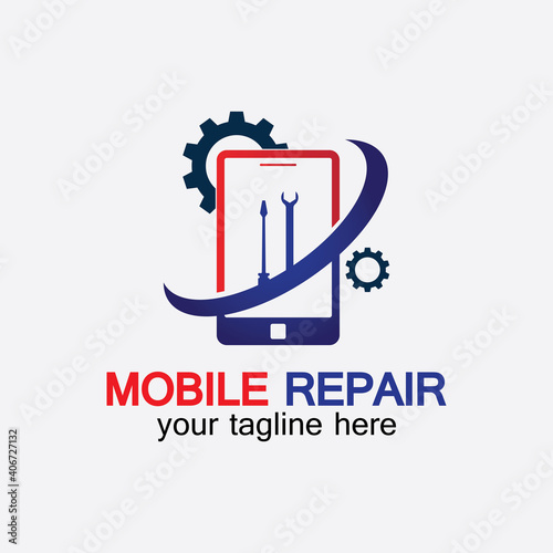 Mobile Phone Repair Logo.phone service logo, Rhone Repair, simple, concept, logo template - Vector