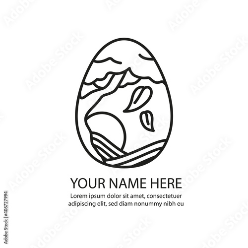 Minimalistisches Farm/Landschaftslogo in Eiform - Minimal