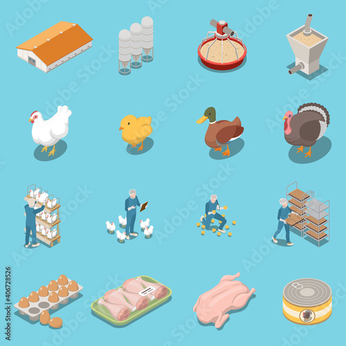 Poultry Farm Isometric Set
