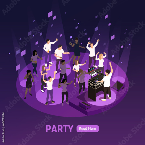 DJ Party Isometric Background