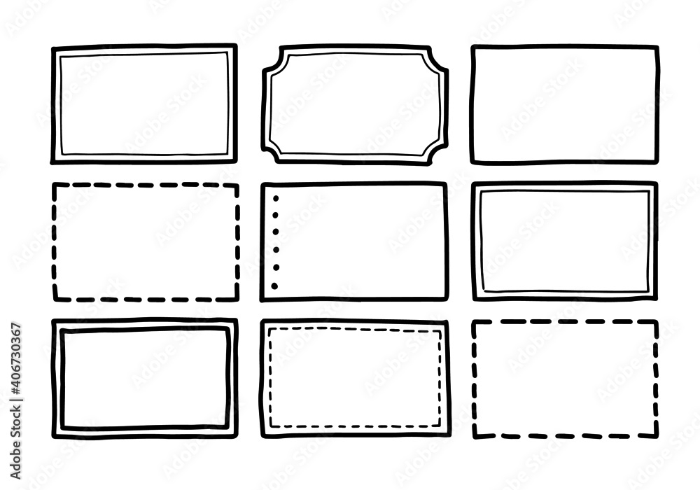 Set of hand drawn sketched square frames isolated on white background Set of hand drawn sketched square frames isolated on white background