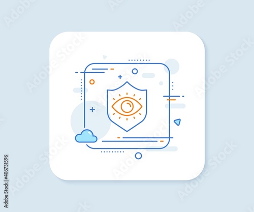 Eye protection line icon. Abstract square vector button. Oculist clinic sign. Optometry vision symbol. Eye protection line icon. Quality concept badge. Vector