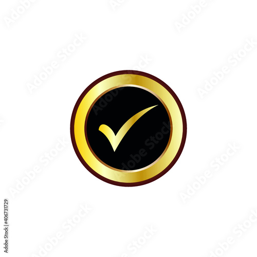right sign vector design with gold gradient
