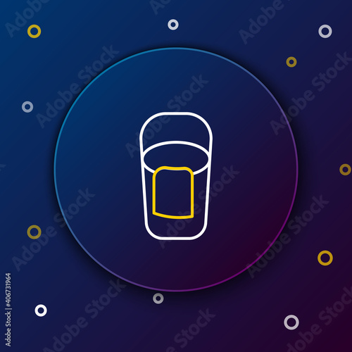 Line Bucket with rag icon isolated on blue background. Cleaning service concept. Colorful outline concept. Vector.