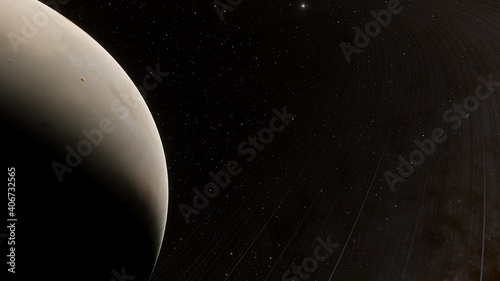 super-earth planet, realistic exoplanet, planet suitable for colonization, earth-like planet in far space, planets background 3d render photo