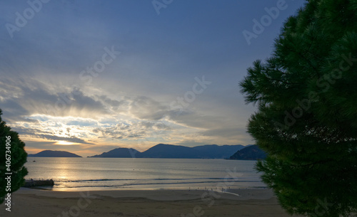 gulf of la spezia during sunset in winter ttime photo