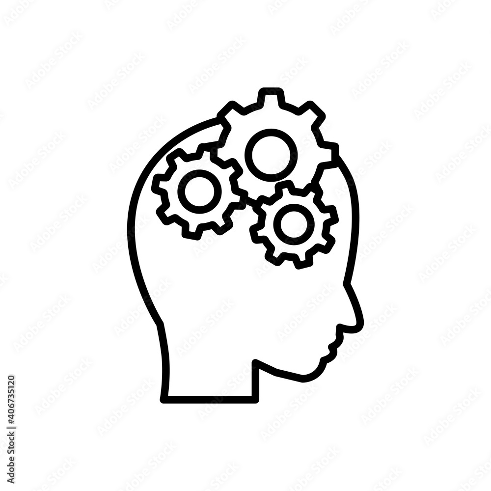 Head with setting line icon. management symbol, business. simple design editable. Design template vector Head with setting line icon. management symbol, business. simple design editable. Design template vector