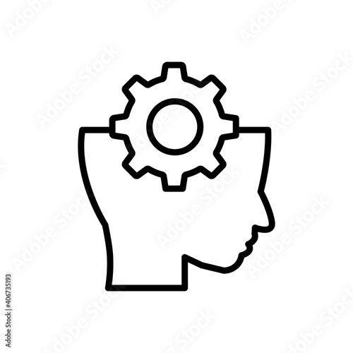 Head with setting line icon. management symbol, business. simple design editable. Design template vector