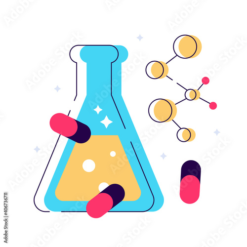 Pharmaceutical engineering color blue icon. Drug formulating.