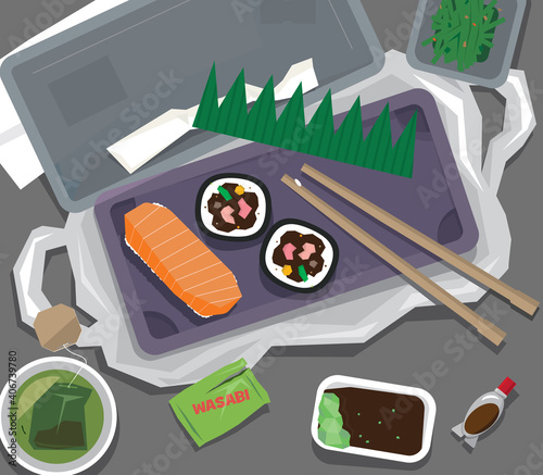 Single-use waste generated after a take-away sushi meal