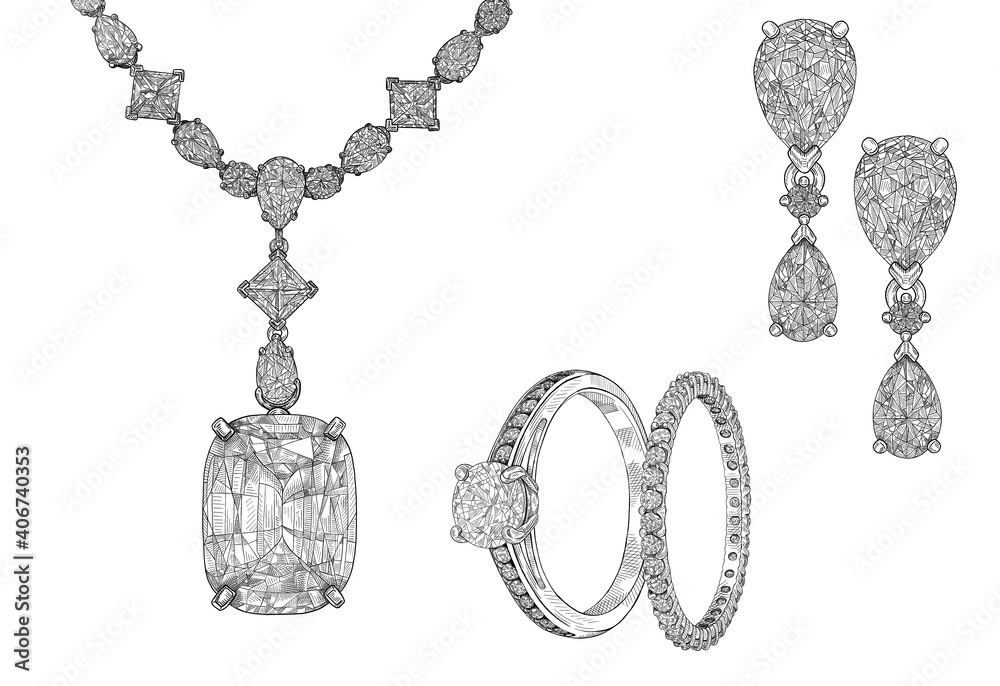 Diamond necklace | Jewelry design drawing, Jewelry drawing, Art jewelry  design
