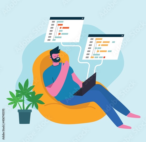 Programming and coding, Website development, Web design.Flat design modern vector illustration concept.