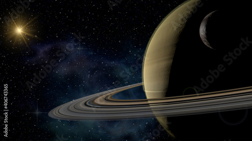 Image of the planet Saturn 3D illustration 