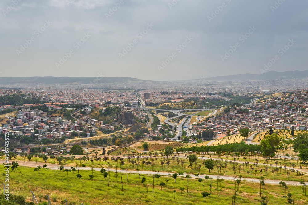 Panoramic Izmir view from Kadifekale Castle
