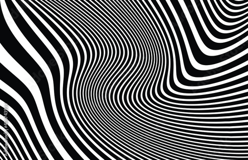  Wave design black and white. Digital image with a psychedelic stripes. Argent base for website, print, basis for banners, wallpapers, business cards, brochure, banner. Line art optical