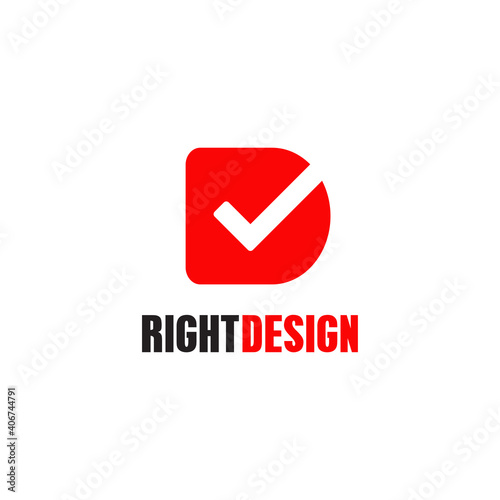 D letter logo incorporated with cross check icon design template