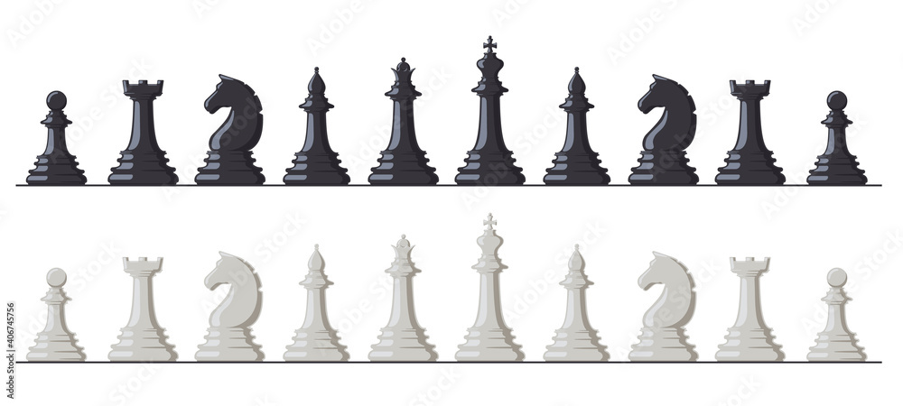 Premium Vector  Chess pieces vector chessmen shapes with the names of  figures isolated on white background