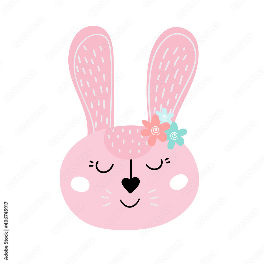 Pink Easter bunny. Easter rabbit.Design for Easter