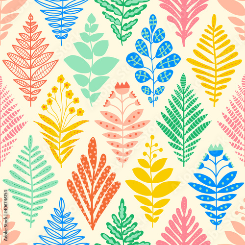Ikat Flower Rhombus Damask seamless vector pattern. Repeating background abstract plants leaves florals in geometric rhombus shapes. Decorative modern vintage texture for fabric, wallpaper, wrapping.