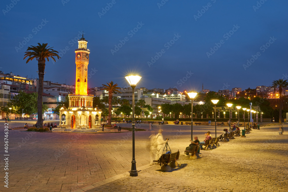 Famous traditional Clock Tower in Izmir, Turkey