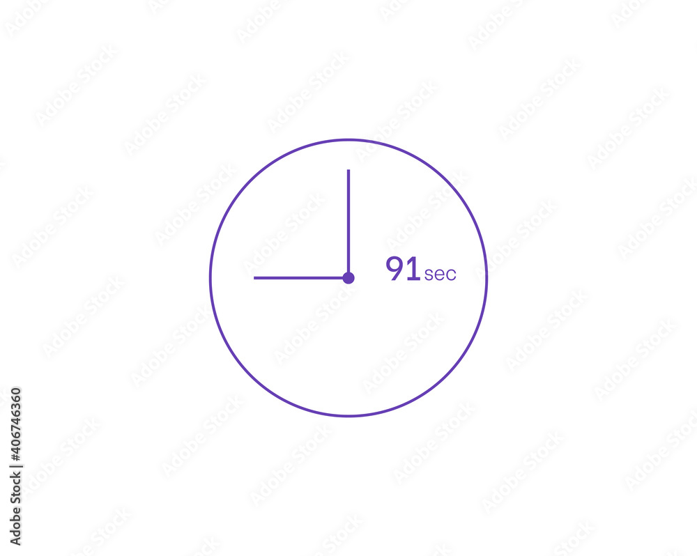 The 91 seconds, Timer 91 sec icon, stopwatch vector icon. Clock and watch, timer, countdown symbol The 91 seconds, Timer 91 sec icon, stopwatch vector icon. Clock and watch, timer, countdown symbol