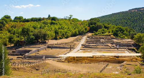 The ruins Roselle or Rusellae, an ancient Etruscan and Roman city in Tuscany which was abandoned in the Middle Ages. The view from the amphitheatre on northern hill photo