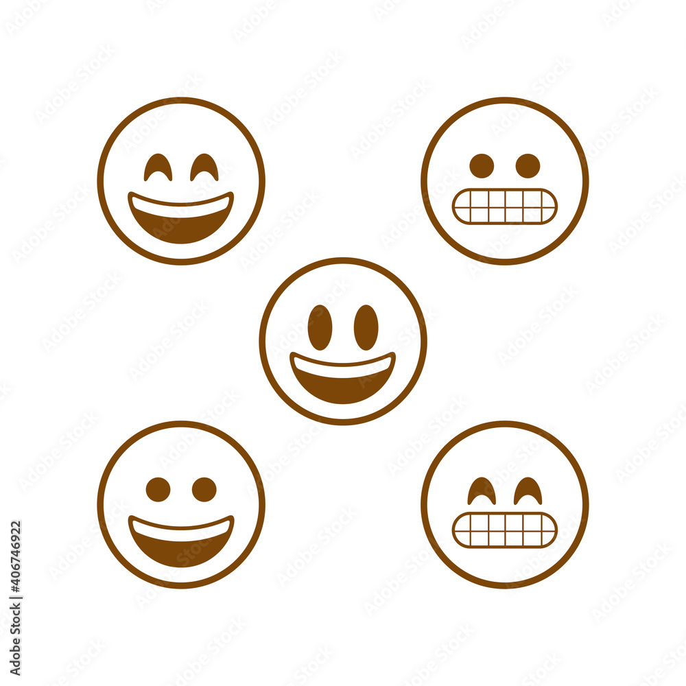 set of smile face with line emoticon set of smile face with line emoticon