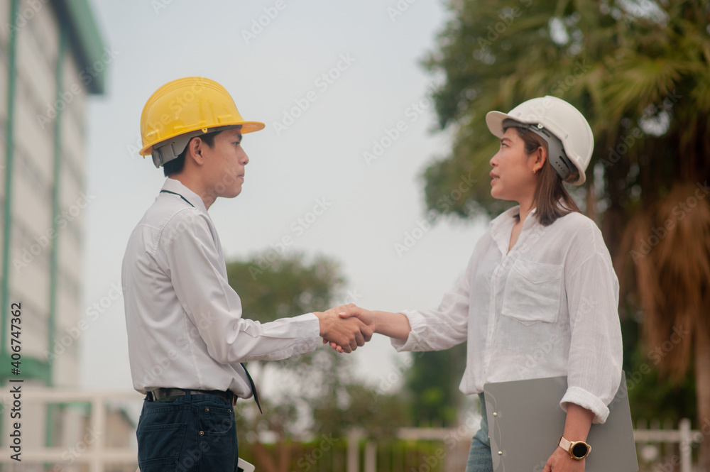 Businesspeople shake hand agreement happy to success business soft focus Businesspeople shake hand agreement happy to success business soft focus