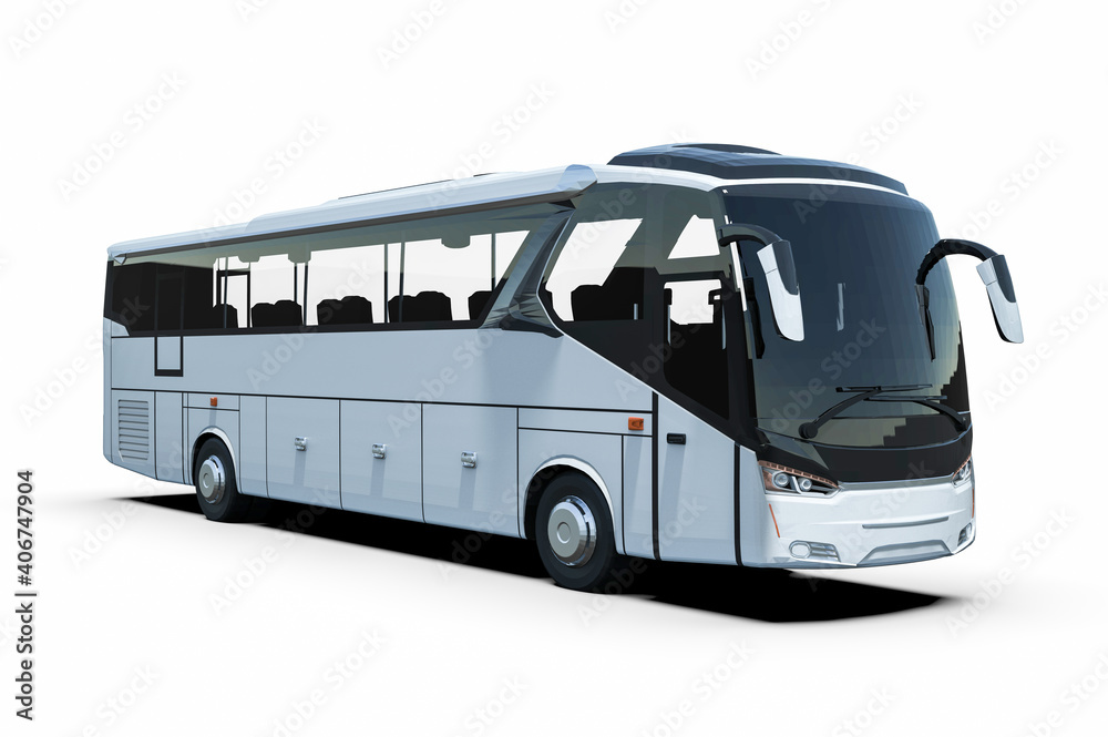 3D render representing a fleet of buses / a fleet of buses