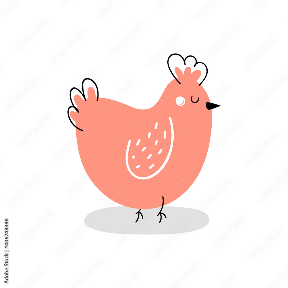 Red chicken isolated on white background. Easter chicken. Design for Easter. Flat vector illustration Red chicken isolated on white background. Easter chicken. Design for Easter. Flat vector illustration