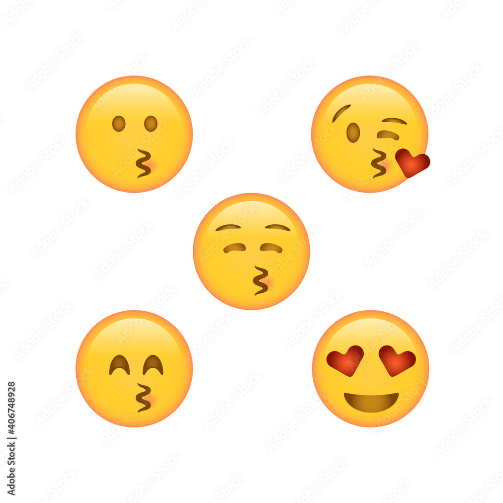 set of kiss with faces set of kiss with faces