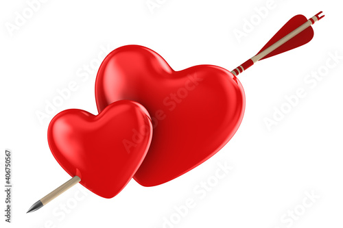 Arrow and heart on white ba...