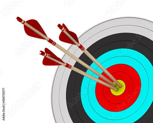 Arrow and target on white b...