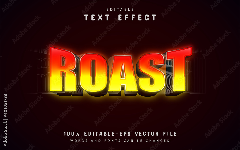 Roast text, red yellow gradient text effect