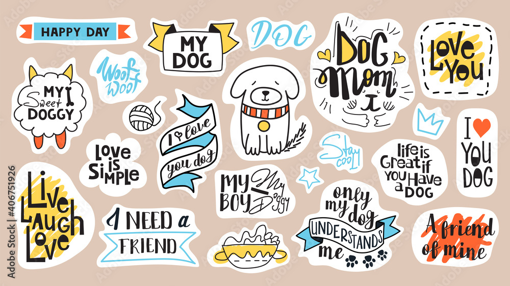 Big set of motivational phrases, quotes, and stickers. Cat's theme and sen number 1. Handwritten words for every design production.