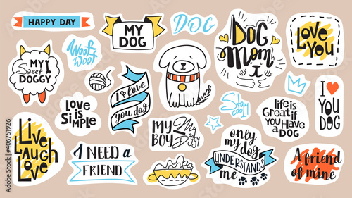 Big set of motivational phrases  quotes  and stickers. Cat s theme and sen number 1. Handwritten words for every design production.