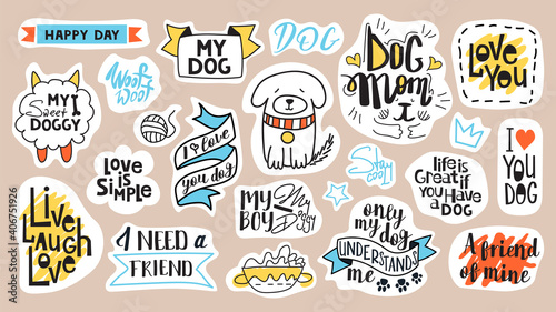 Big set of motivational phrases, quotes, and stickers. Cat's theme and sen number 1. Handwritten words for every design production.