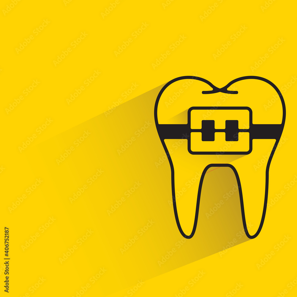 tooth and bracket drop shadow yellow background tooth and bracket drop shadow yellow background