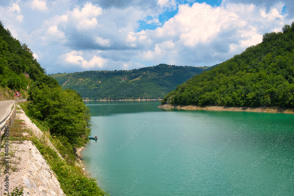 Beautiful artificial mountain lake Zlatar in Serbia
