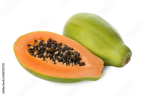 Wallpaper Mural Fresh ripe papaya fruits on white background Torontodigital.ca