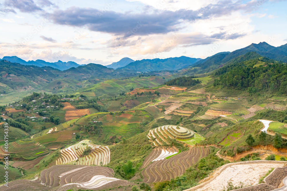 A beautiful terraced field plot in Tua Chua district, Dien Bien province, Vietnam