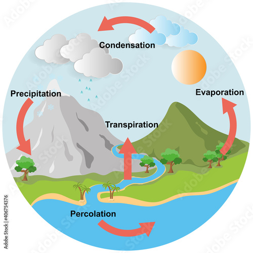 Illustration of diagram representation water cycle. vector esp10
