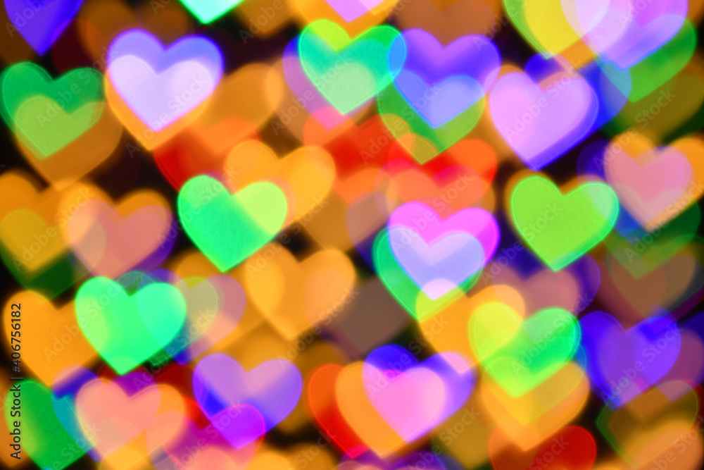 colorful hearts illumination for holiday or abstract boke background