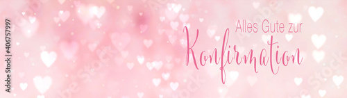All the love for confirmation - greeting card with hearts and German text - Alles Liebe zur Konfirmation