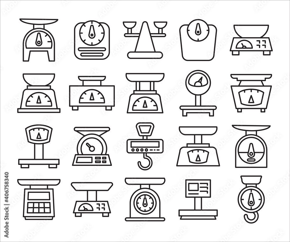 weight scale icon set line vector illustration weight scale icon set line vector illustration