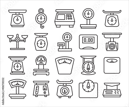 weight scale icon set line vector illustration photo