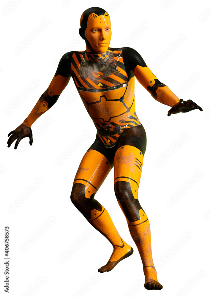 3D Rendering Male Robot on White 3D Rendering Male Robot on White