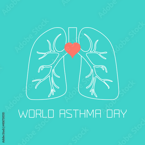 World Asthma Day poster. Asthma awareness sign made in linear style. Asthma solidarity day symbol. Medical concept. Vector illustration.