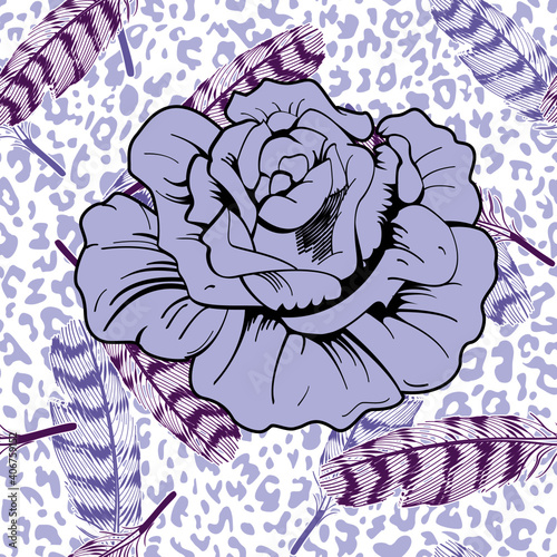 vector illustration of a flower on a feathered background.